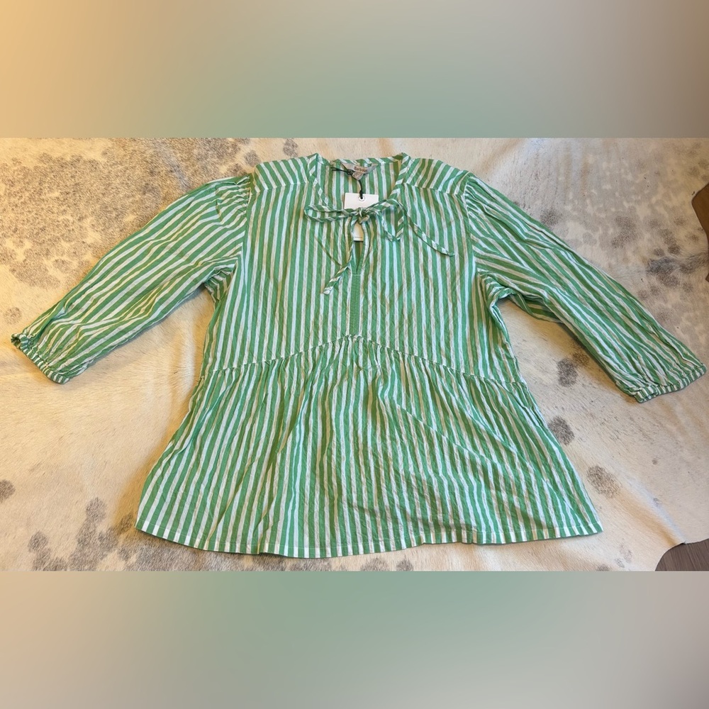 Barbour Daison Striped Blouse in Kelly Green